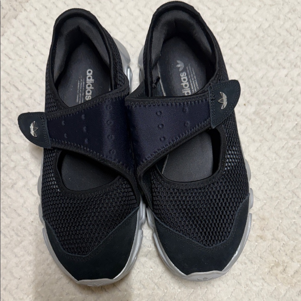 Adidas Black and Gray Mesh Slip-On Shoes
